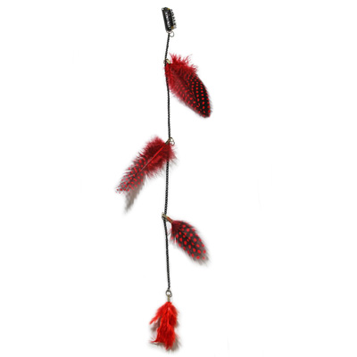 Zac's Alter Ego - Aprox. 37.5cm Polka Dot Feather & Chain Haarverlängerung - Rot